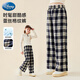 迪士尼女童褲子春秋小女孩格子褲中大童直筒褲兒童褲子DL160155 格紋160