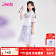 笛莎（DEESHA）童裝女童國風(fēng)套裝連衣裙2025夏季新款兒童女孩裙子套裝漢服裙 夢幻紫 160
