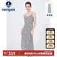 Navigare意大利小帆船女士細吊帶連衣裙修身長裙2322874510 白/黑 M 