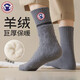 TUTORGOOSE羊絨襪子男秋冬季加絨加厚保暖中筒厚睡眠地板襪冬款長(cháng)筒羊毛襪 組合一 4雙 均碼
