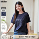 MsShe【天絲棉】大碼女裝2025夏裝胖mm高級感燙鉆閃粉印花短袖T恤 【鴿子印花】藏青藍色現(xiàn)貨 2XL