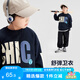 左西男童衛(wèi)衣洋氣春裝2025新款兒童上衣大童男孩春秋衣服潮 藏青色140