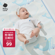 babycare嬰兒天絲苧麻涼席寶寶透氣涼墊幼兒園抗菌涼席鯨魚樂車56*100CM
