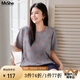 MsShe【設(shè)計(jì)感重工燒花】大碼女裝2025夏裝胖mm巨顯瘦時(shí)髦短袖T恤 深灰色現(xiàn)貨 2XL
