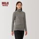 無(wú)印良品（MUJI）女式起毛羅紋編織高領(lǐng)長(zhǎng)袖T恤上衣打底衫女款內(nèi)搭冬季 黑色條紋 XL (165/92A)