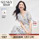 熙世界sllsky郁金香碎花連衣裙女2025年新款氣質(zhì)顯瘦泡泡袖收腰裙子夏季 白底粉花 XL
