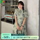 惟友連衣裙胖妹妹夏裝閨蜜裝中國風(fēng)復(fù)古碎花旗袍裙 短款 XL 【尺碼偏大】 建議130-150斤