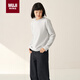 無(wú)印良品（MUJI）女式 雙羅紋編織 圓領(lǐng)長(cháng)袖T恤 淺灰色 L