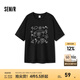 森馬（Semir）短袖T恤女設計感繡花套頭衫趣味ins潮夏個性寬松上衣女生小眾 黑色90001 M
