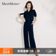 MeetMetro瑪依爾2025夏新款簡約通勤套裝女輕熟風(fēng)襯衫直筒休閑褲兩件套 藏青色 S