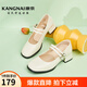 康奈（kangnai）女鞋春季新款粗跟日系休閑復(fù)古圓頭皮鞋瑪麗珍單鞋18232015 米白色 36
