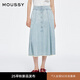 moussy 2025夏季新品復(fù)古港風(fēng)垂感A型牛仔半身裙女028ISA11-2601 111淺藍(lán)色 S