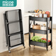 四季沐歌廚房置物架落地折疊小推車(chē)置物架免安裝零食收納儲物移動(dòng)用具置物