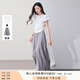 香影【仙女褲】灰色裙褲女垂感2025夏裝新款顯瘦寬松大褲腳闊腿褲 套裝1 T恤+灰色裙褲 L 165/88A/110-125斤