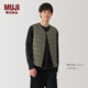 無印良品（MUJI） 男式 輕量羽絨便攜式 背心 馬甲 馬夾 保暖易收納 冬季 煙熏綠色 L 175/100A