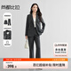 尚都比拉職業(yè)通勤西裝套裝女春秋正裝西服外套褲子面試兩件套 深灰色 L