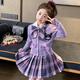 G.DUCKKIDS小黃鴨童女童套裝春秋兒童衣服女小童毛衣馬甲庫洛米jk裙子三件套 庫洛米開衫三件套 110 尺碼4~5歲【100-110cm】