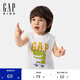 GAP男女幼童2025夏季新款印花logo開(kāi)肩扣棉質(zhì)背心兒童裝767333