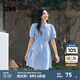 森馬（Semir）連衣裙女不規(guī)則收腰小心機顯瘦夏季時尚燈籠袖純棉襯衫裙通勤 藍色調(diào)00388 M