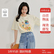 茵曼【商場(chǎng)同款】休閑印花全棉夏季女裝百搭寬松短袖t恤上衣淺杏色  M