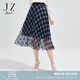玖姿（JUZUI）商場(chǎng)同款格紋網(wǎng)紗裙子女春季雙色格半身裙JWCC20001 花丈青 M