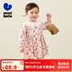 迷你巴拉女童長(zhǎng)袖連衣裙寶寶花瓣領(lǐng)甜美純棉2024秋款裙子