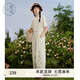 紫涵（ZIHAN）紫涵直筒闊腿背帶褲女夏季森系田園風(fēng)刺繡寬松高腰連體褲 米金 M