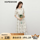 紅袖【清風(fēng)竹影】國(guó)風(fēng)連衣裙夏季2025新款女裝燈籠袖重工天絲碎花裙 白底花619 M