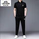老爺車(chē)（LAOYECHE）兩件套夏季男士休閑套裝翻領(lǐng)中青年短袖T恤男刺繡薄款兩件套夏裝 504套裝 170/L