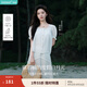 茵曼（INMAN）【苧麻】章若楠同款法式花邊女裝方領(lǐng)襯衫2025夏季新款短袖上衣 半身裙-18525183 S