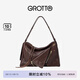 GROTTO個(gè)樂25年新款SoftCollar保齡球包單肩斜挎大號(hào)差旅電腦包七夕禮物 黑巧棕L 古金