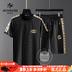 海因里希品牌運(yùn)動(dòng)套裝男【甄選面料】夏季新款休閑套裝短袖短褲舒適兩件套 黑色 XL （建議130-145斤）