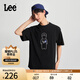Lee商場(chǎng)同款24新品舒適圓領(lǐng)印花男女同款短袖T恤LUT0077323RX 黑色（尺碼偏大，拍小一碼） M