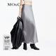 MO&Co.【涼感三醋酸】春秋重工斜裁高腰魚尾半身裙摩安珂 玫瑰灰色 M 165