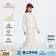 英氏（YEEHOO）女童套裝兒童衛(wèi)衣褲子兩件套秋季新款衣服休閑運動風春秋中大童裝 云舒蝶影套裝-米白 【棉柔親膚】 165