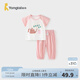 童泰（TONGTAI）嬰兒短袖套裝夏季純棉寶寶衣服男童女童外出上衣長(zhǎng)褲兒童童裝 粉色 100
