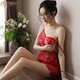 莫代爾情趣內(nèi)衣性感睡衣女夫妻調(diào)情七夕制服約會(huì)戰(zhàn)袍超薄透明后媽包臀裙 性感酒紅色+內(nèi)褲 均碼 [適合80-130斤]私密發(fā)貨