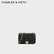 CHARLES&KEITH25夏新品時(shí)尚菱格鏈條單肩斜挎小方包七夕禮物CK2-20671747 Black黑色 S