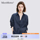 MeetMetro瑪依爾時尚長袖條紋襯衫女2025秋季新款慵懶風(fēng)寬松襯衣 藏藍 S
