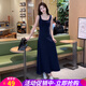 歐貝汐海邊沙灘裙女背心吊帶無袖連衣裙子夏季2025新款度假性感風(fēng)長(zhǎng)裙 黑色 M 【建議90-110斤】
