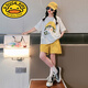 G.DUCKKIDS女童夏裝套裝2025新款洋氣兒童運(yùn)動(dòng)短褲子夏季女孩大童裝女裝外穿 黃色 短袖+短褲 170 cm