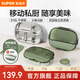 蘇泊爾（SUPOR）飯盒316不銹鋼自帶布包餐具學(xué)生上班族餐盤多分格不串味保溫飯盒 灰綠（含布包+餐具） 2000ml