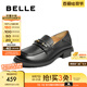 百麗（Belle）英倫風(fēng)樂福鞋女2025秋新商場同款羊皮舒適便士樂福E1N1DCA5 黑色 35 (225mm)