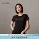 Calvin Klein Jeans夏季女士簡約休閑ck銀色字母出色修身短袖T恤J223860 BEH-太空黑 S