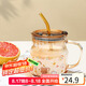 拜杰高硼硅牛奶杯早餐杯水杯杯子小熊玻璃水杯帶蓋帶吸管500ML
