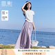 香影裙褲女闊腿褲2025夏裝新款休閑垂墜感大褲腳高腰寬松紫色褲子 紫色【裙褲】 S 155/80A/85-95斤