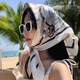 霧蔓嵩小方巾絲巾女夏季百搭領(lǐng)巾護(hù)頸圍巾送女友母親節(jié)禮物薄款絲巾 白色航海 70*70cm