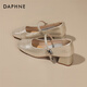達芙妮瑪麗珍女鞋粗跟中跟2025新款百搭套腳配裙子夏季百搭單鞋 香檳金 37 (235mm) 標準碼