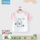 優(yōu)奇寶寶夏裝嬰兒衣服純棉短袖T恤單上衣半袖衣服夏季薄款女冰絲1歲 網(wǎng)紗【小兔子】 80cm