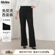 MsShe【通勤西裝褲】大碼女裝秋季胖mm顯瘦寬松針織微喇叭長褲子 黑色現(xiàn)貨 T6